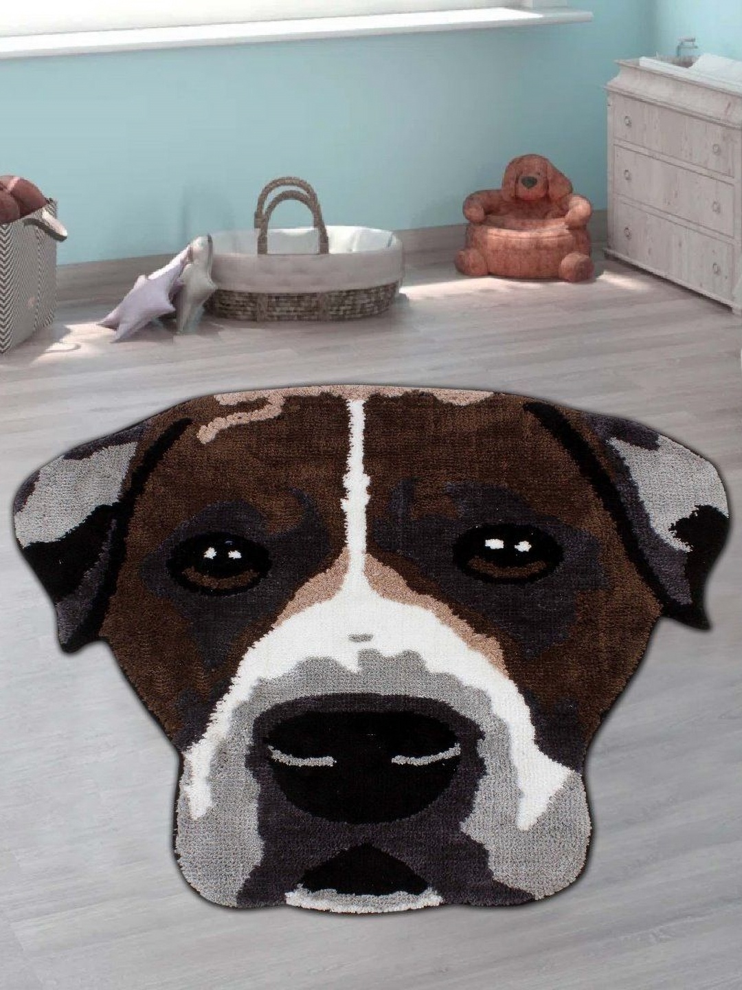 

MULTITEX Silver-Toned & Brown Dog Anti Skid Carpet