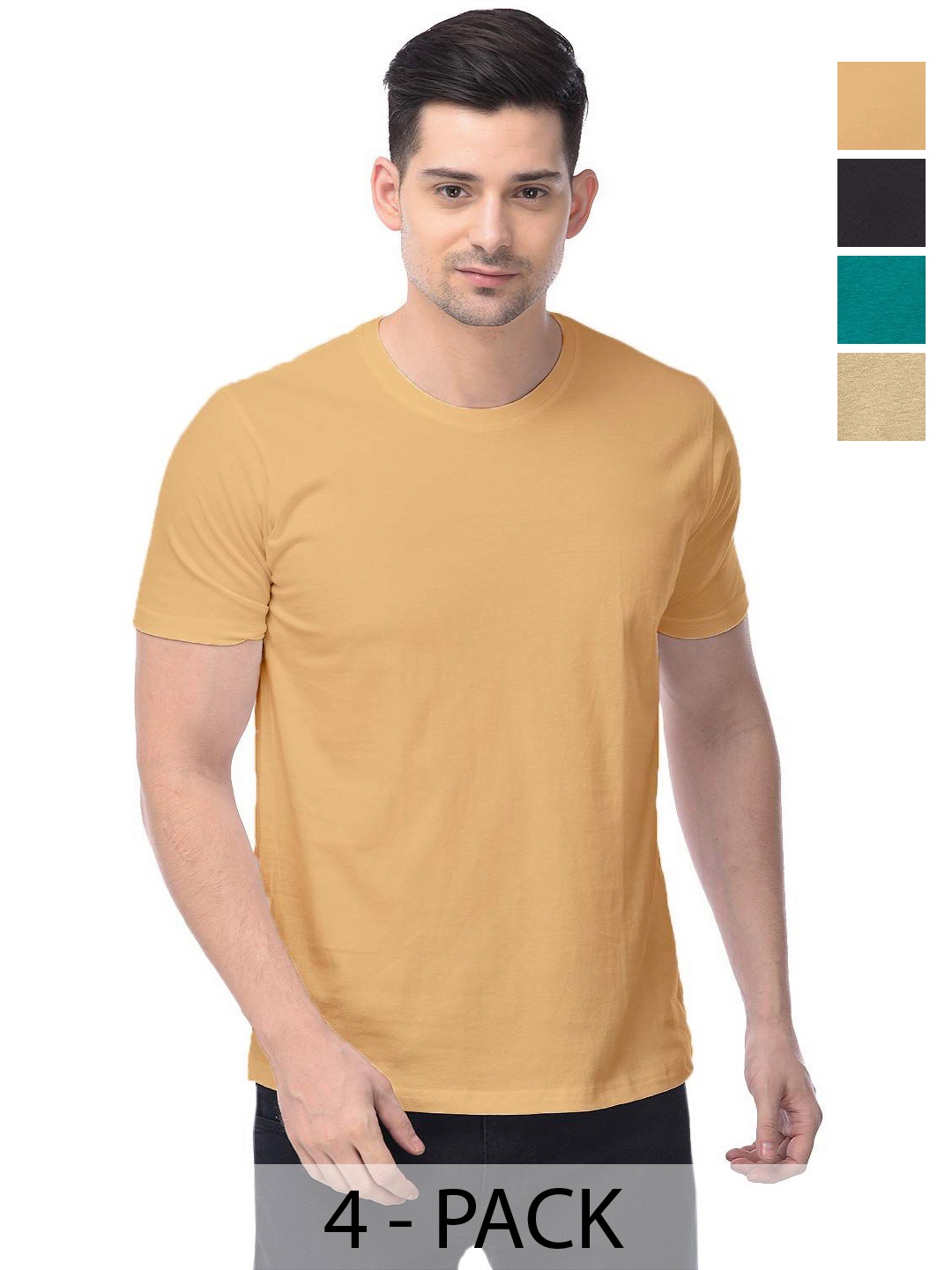 

COLOR CAPITAL Unisex Pack Of 4 Cotton T-Shirts, Na