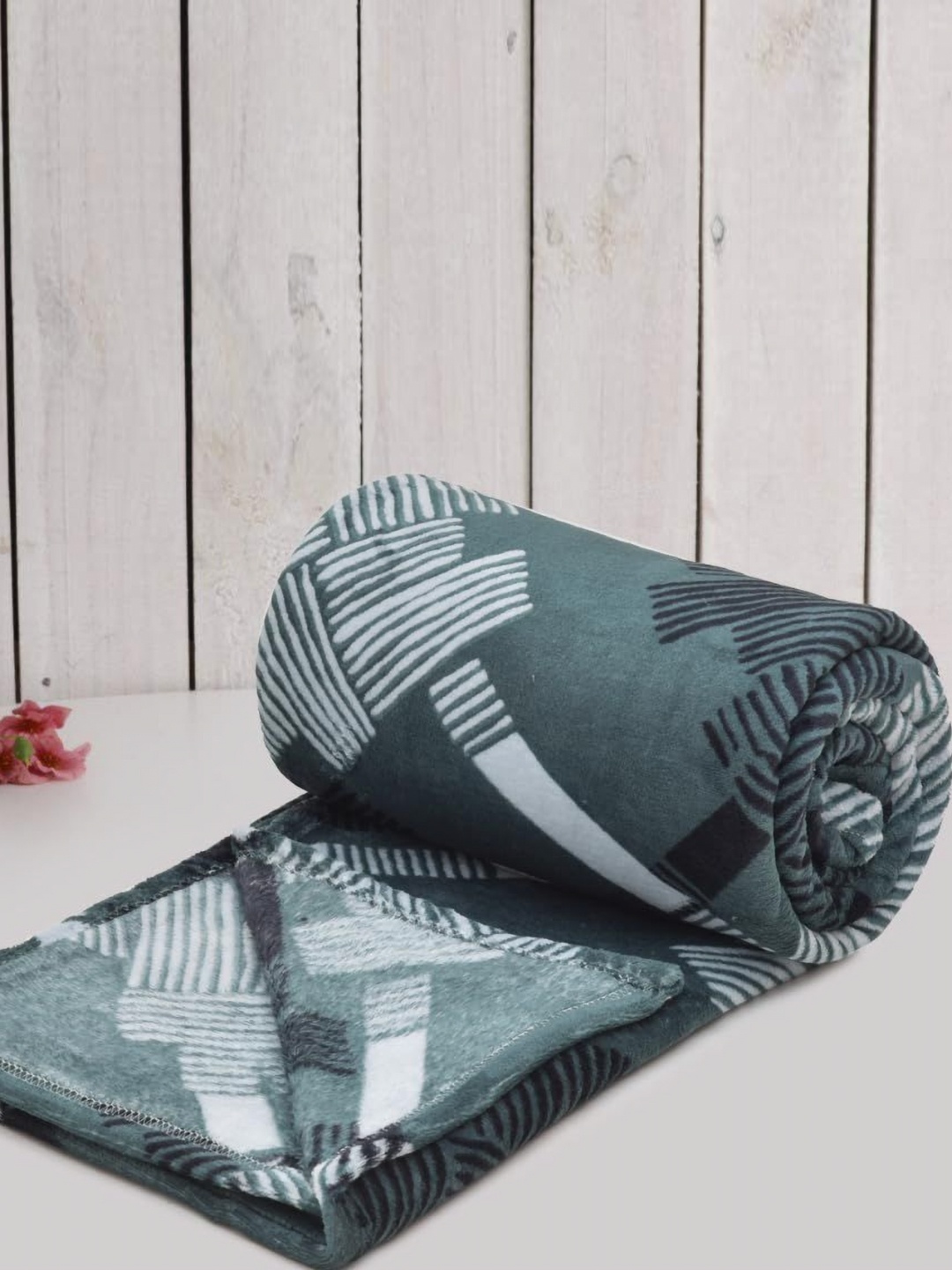 

RRC Grey & Blue Striped Woollen Mild Winter 350 GSM Double Bed Dohar
