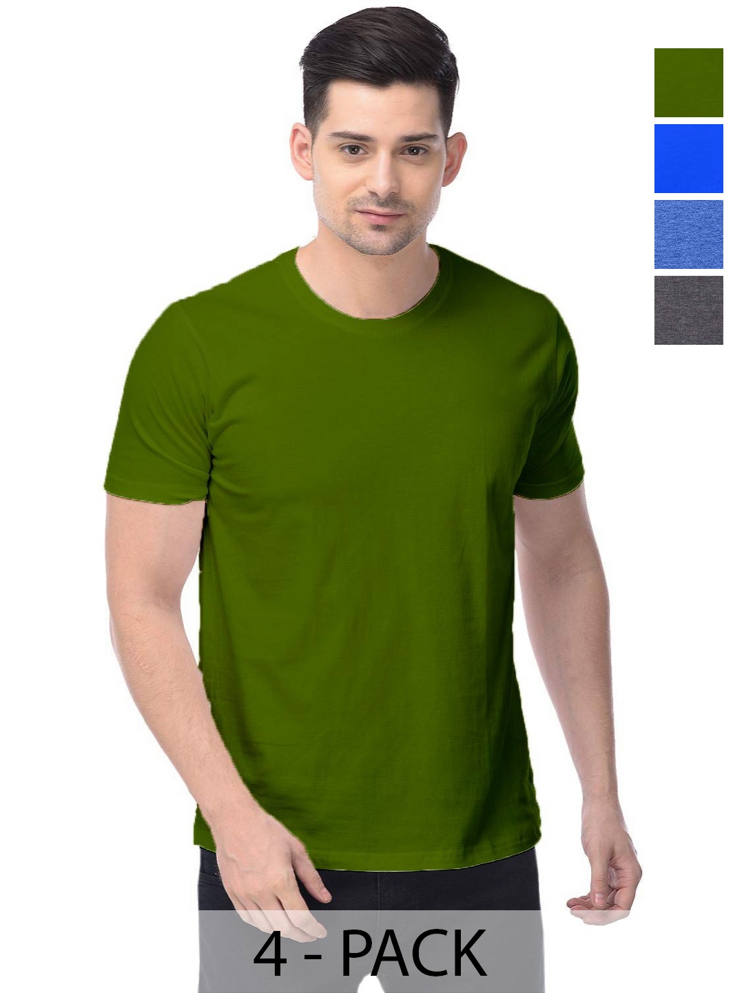 

COLOR CAPITAL Unisex Pack Of 4 Cotton T-Shirts, Green