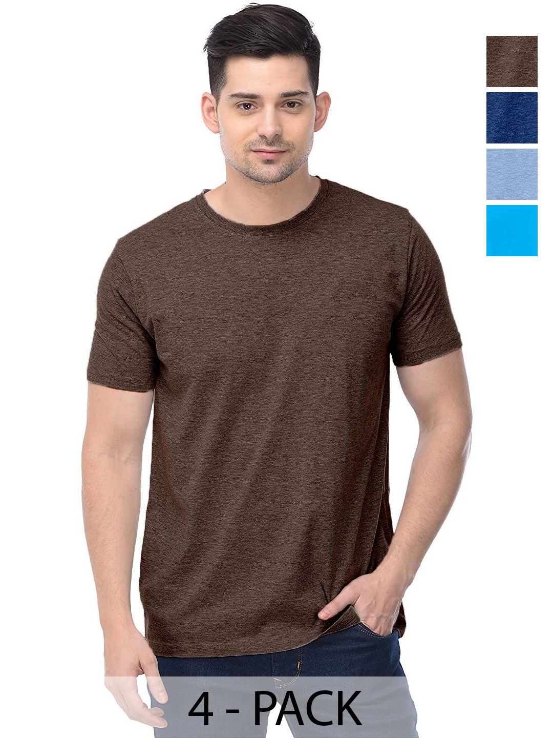 

COLOR CAPITAL Unisex Pack Of 4 Cotton T-Shirts, Na