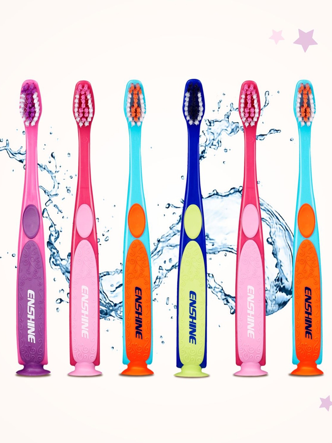 

ENSHINE Kids 6Pcs Printed Toothbrush, Blue