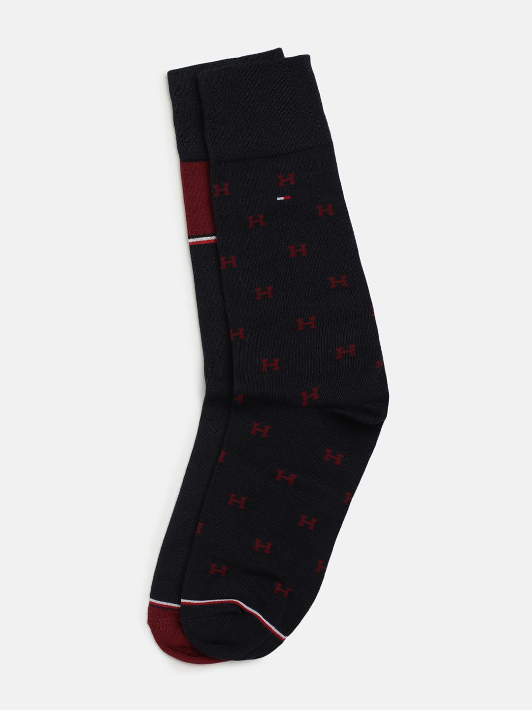 

Tommy Hilfiger Men Pack Of 2 Printed Above-Ankle Length Socks, Navy blue