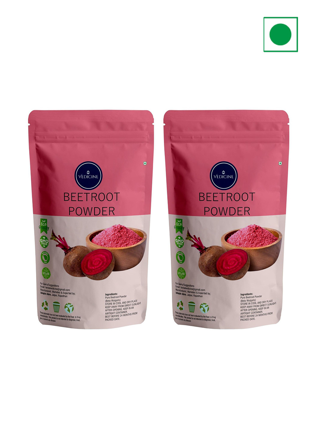 

VEDICINE Set Of 2 Beetroot Powder Face Pack 75 g Each, Red