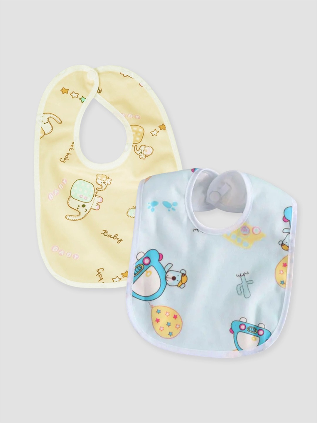 

Kidbea Infants Pack Of 2 Printed Waterproof Cotton Bibs, Yellow