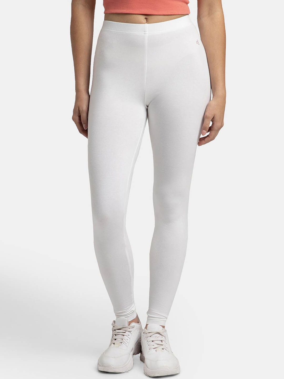 

Jockey Super Combed Cotton Slim Fit Leggings with Ultrasoft Waistband -AW87, White