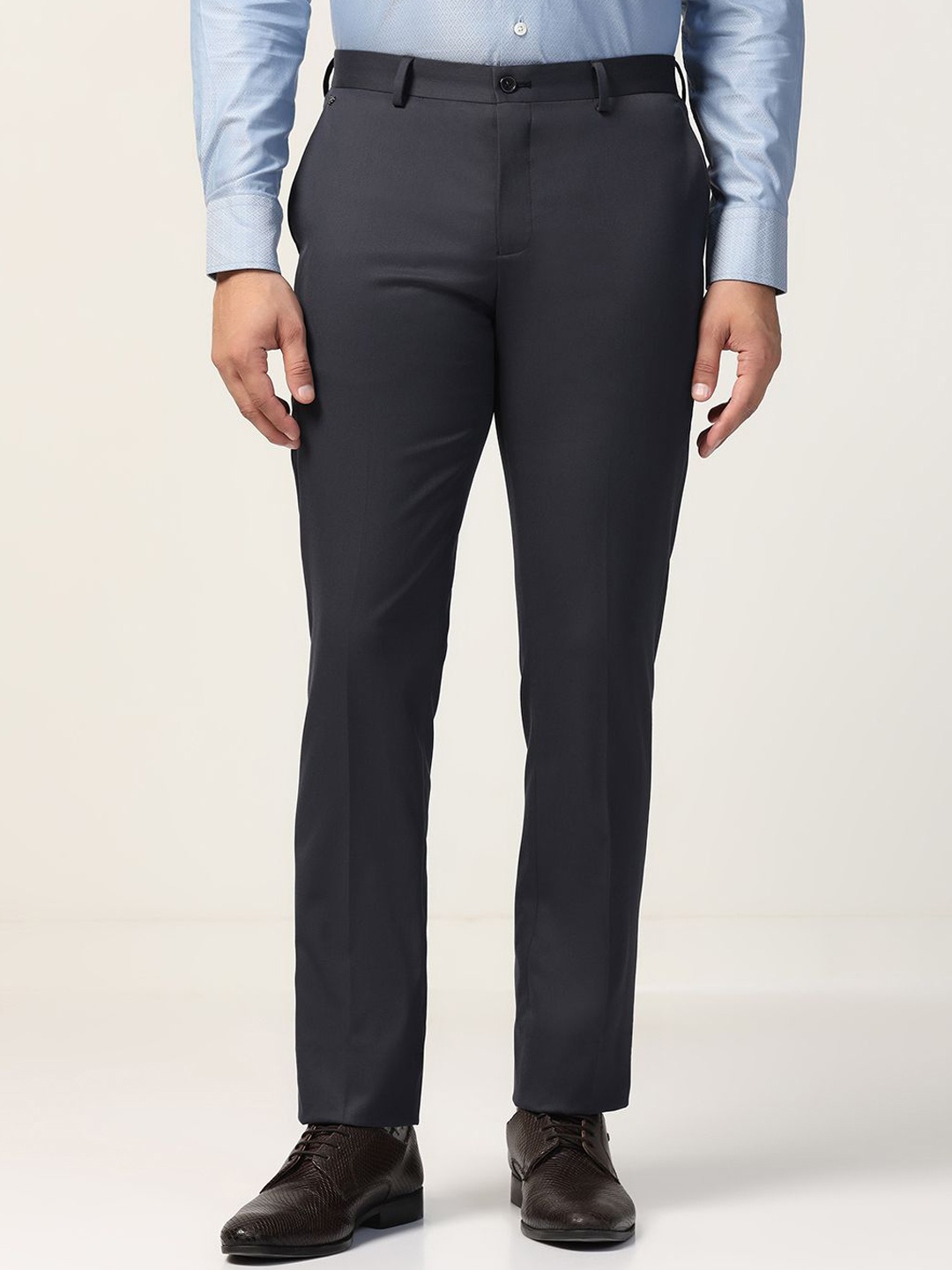 

Blackberrys Men Solid Slim Fit Formal Trousers, Charcoal