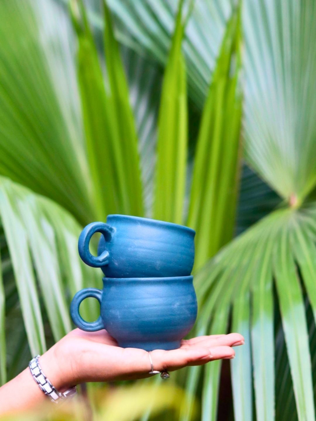 

WEAVING HOMES Blue 2 Pieces Ceramic Matte Cups 170 ml