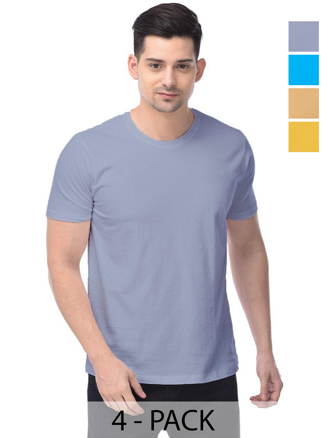 

COLOR CAPITAL Unisex Pack Of 4 Cotton T-Shirts, Grey