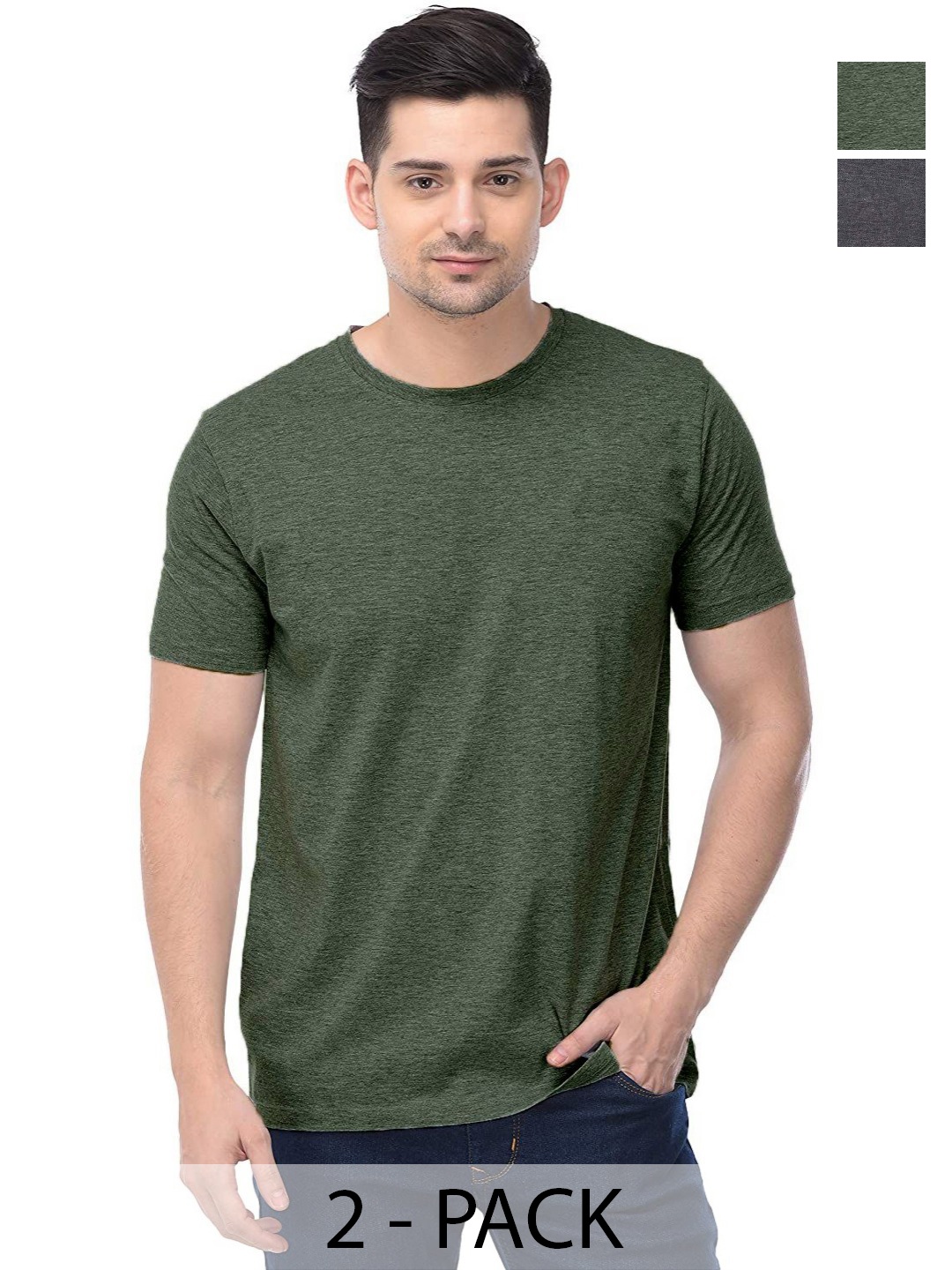

COLOR CAPITAL Unisex Solid Round Neck Cotton T-Shirts, Green