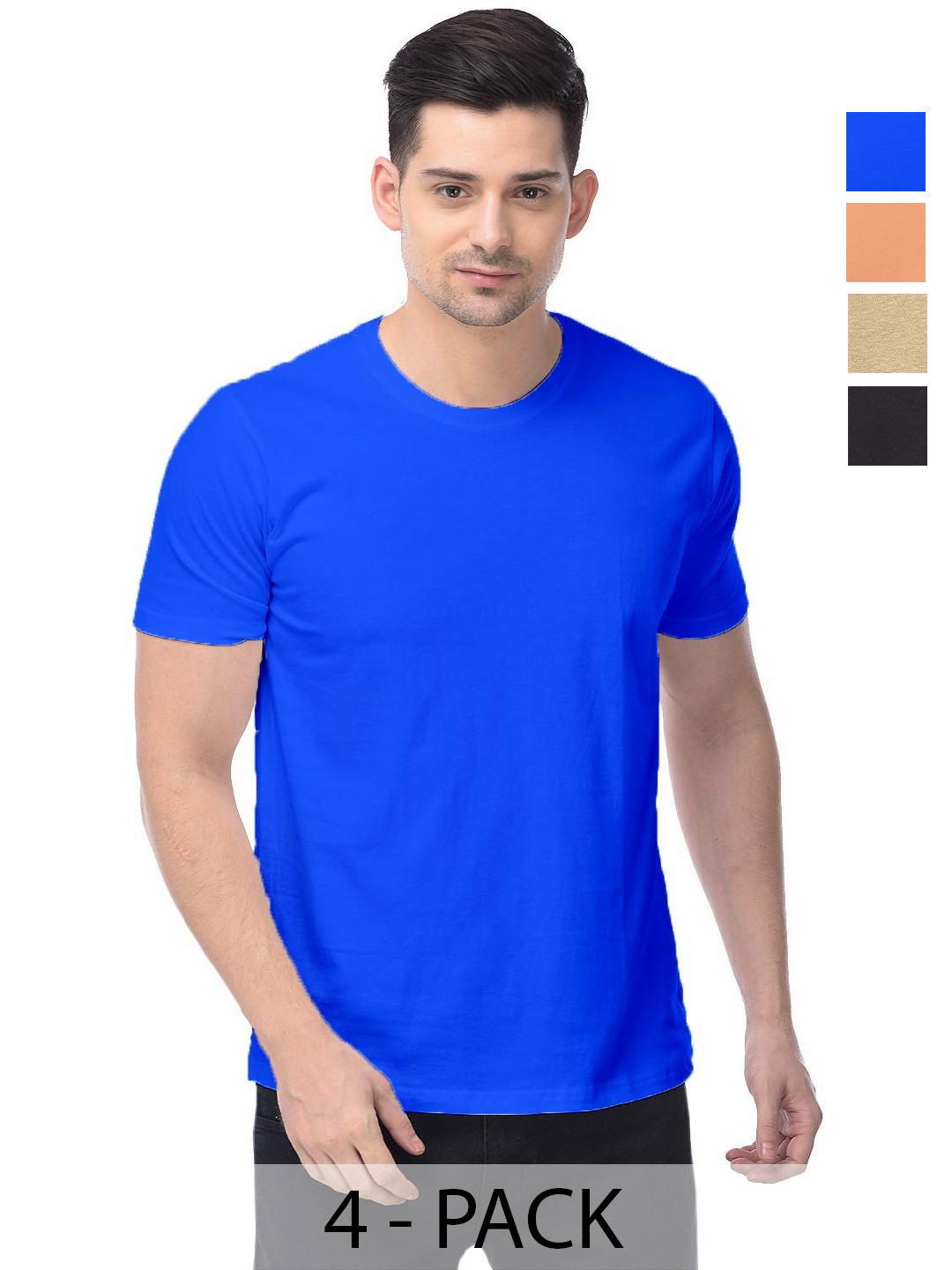 

COLOR CAPITAL Unisex Pack Of 4 Cotton T-Shirts, Na