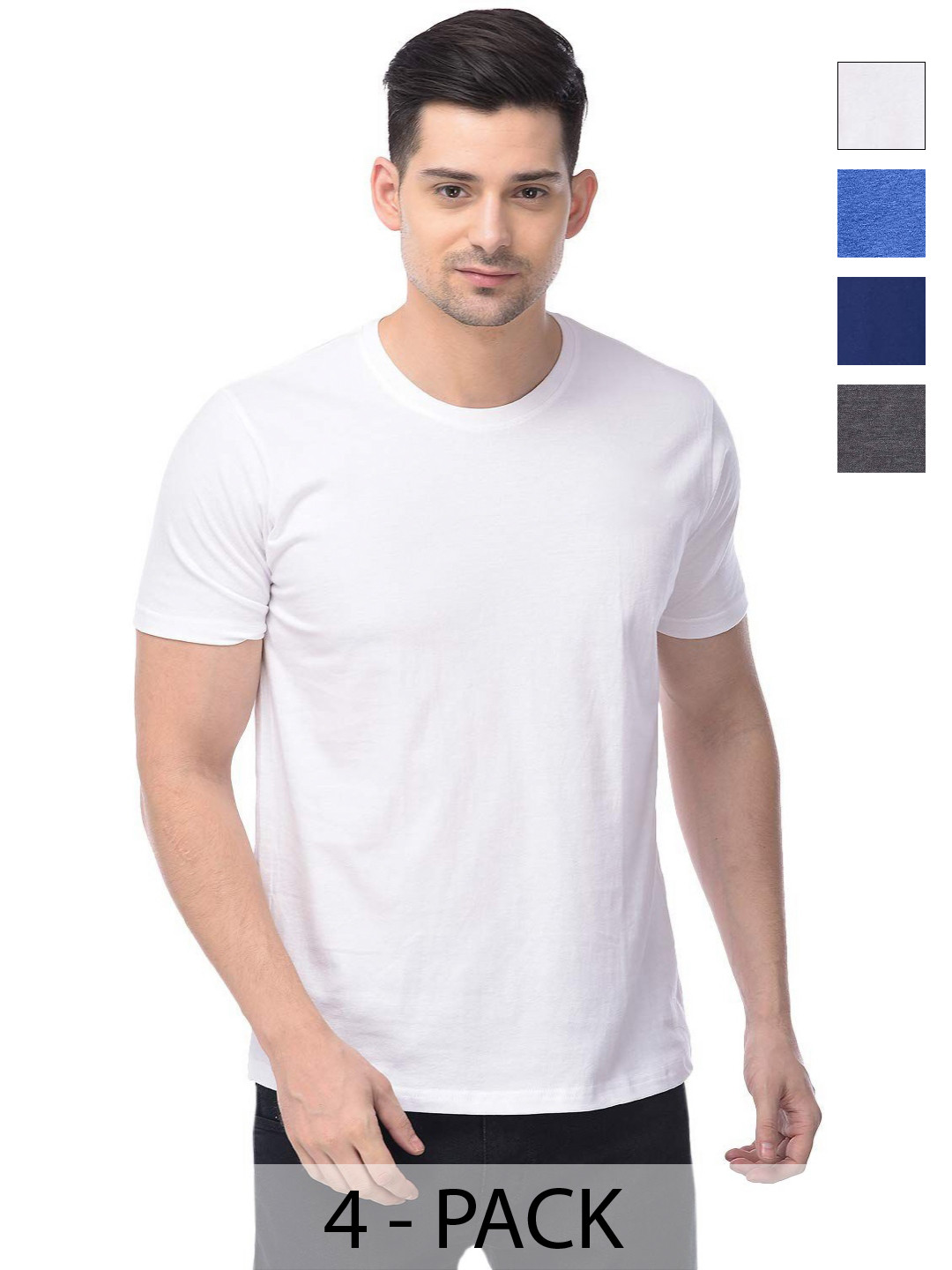 

COLOR CAPITAL Unisex Pack Of 4 Cotton T-Shirts, White