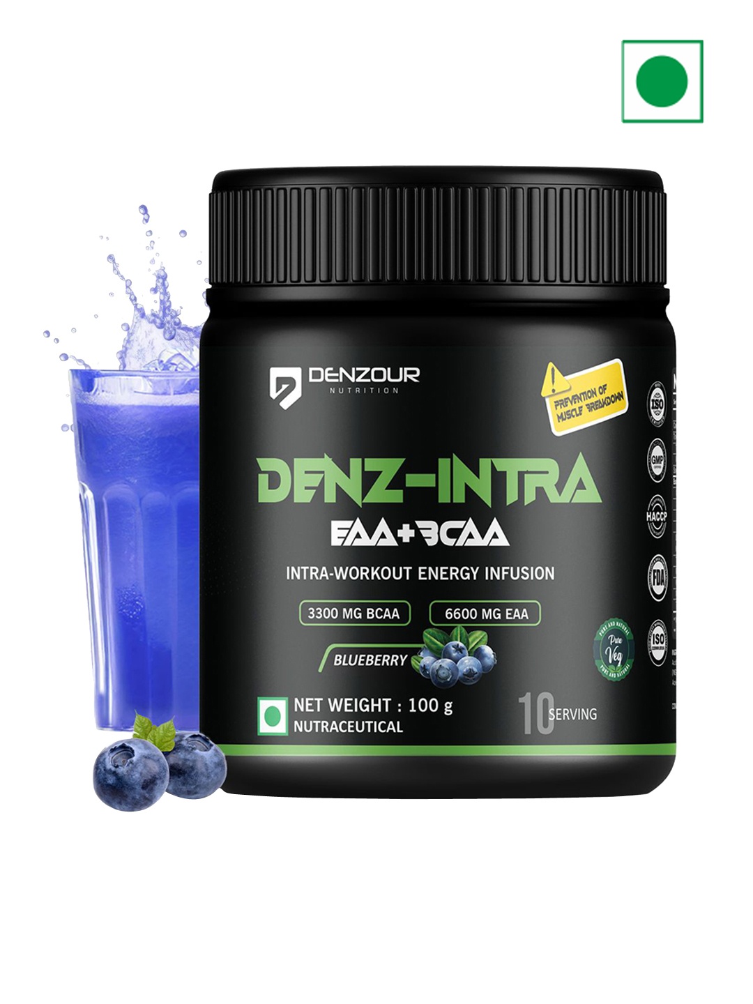 

DENZOUR NUTRITION Blueberry BAA & BCAA Intra-Workout Energy Infusion -100gm, White