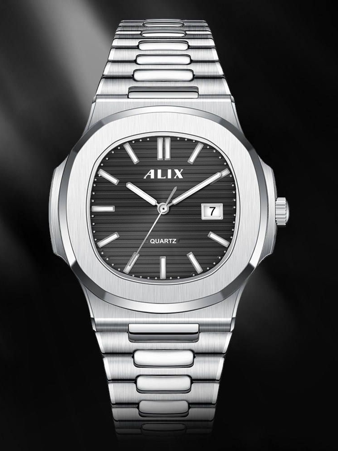 

ALIX Unisex Brass Dial & Bracelet Style Straps Analogue Multi Function Watch AL3052 SB, Black