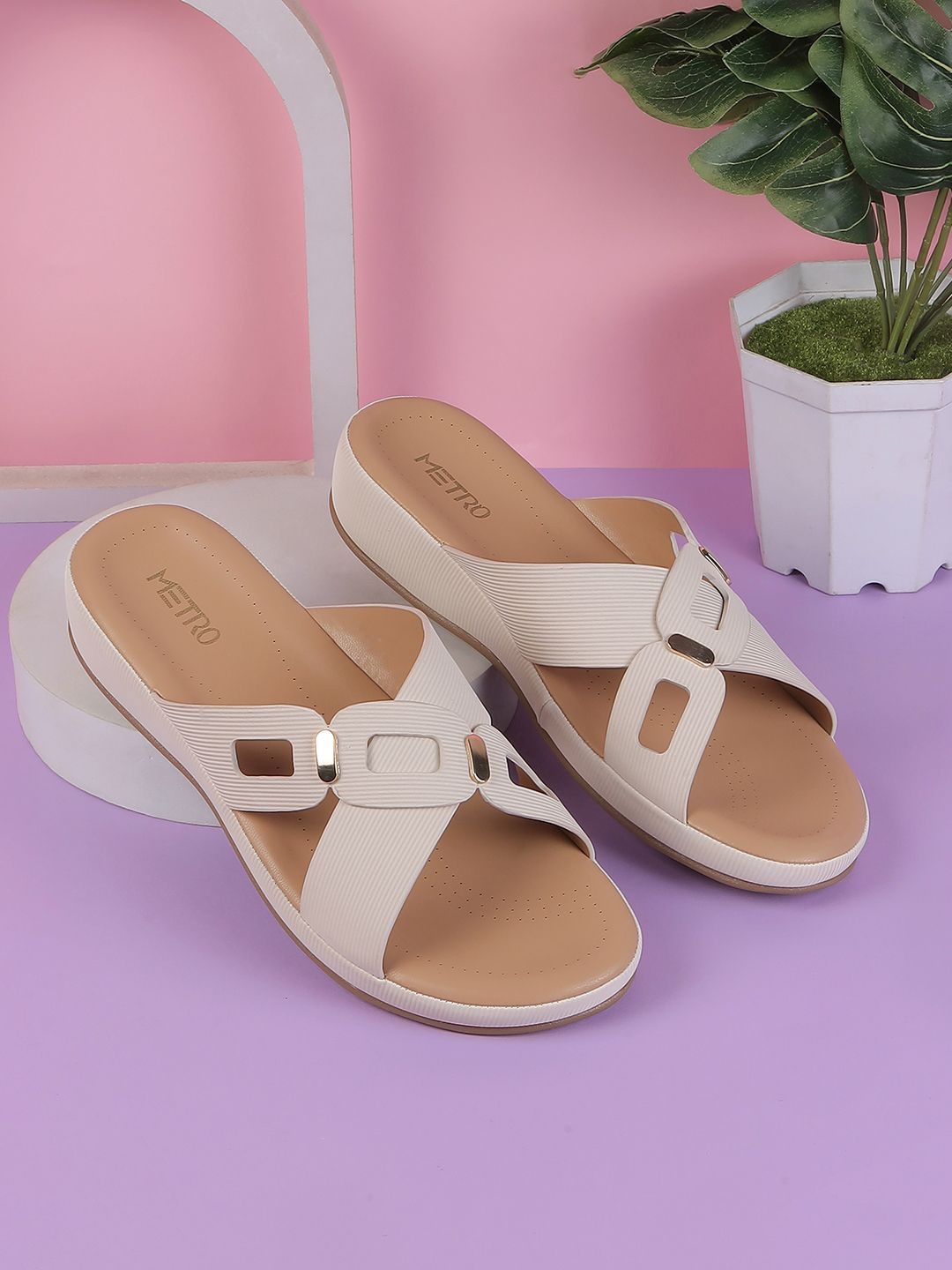 

Metro Open Toe Wedge Heel Sandals, Beige