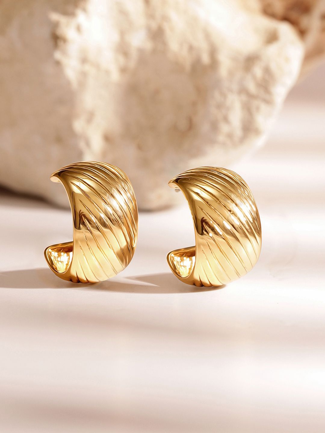 

Priyaasi Gold-Plated Contemporary Hoop Statement Earrings