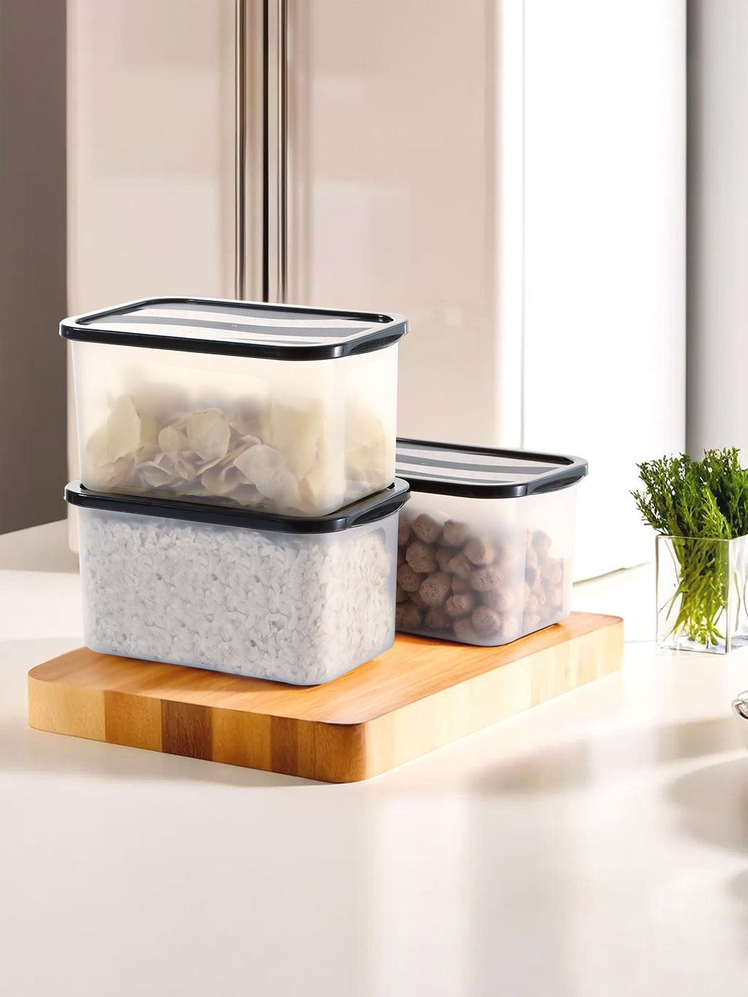 

Kuber Industries Black & Transparent 12 Pieces Kitchen Boxes For Storage Container