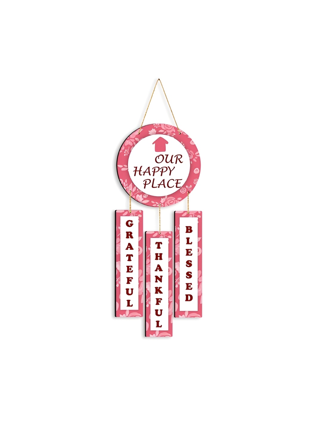 

CLAWCRAFTS Pink and White Quote detail Wooden Wall Hanging