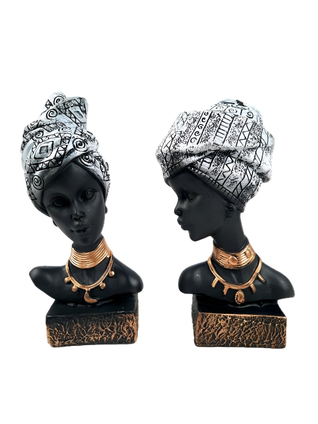 

apka mart Silver-Toned & Black African Lady Figurine Showpiece
