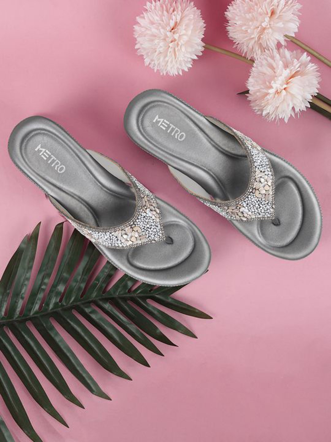 

Metro Embellished Wedges Sandals, Grey