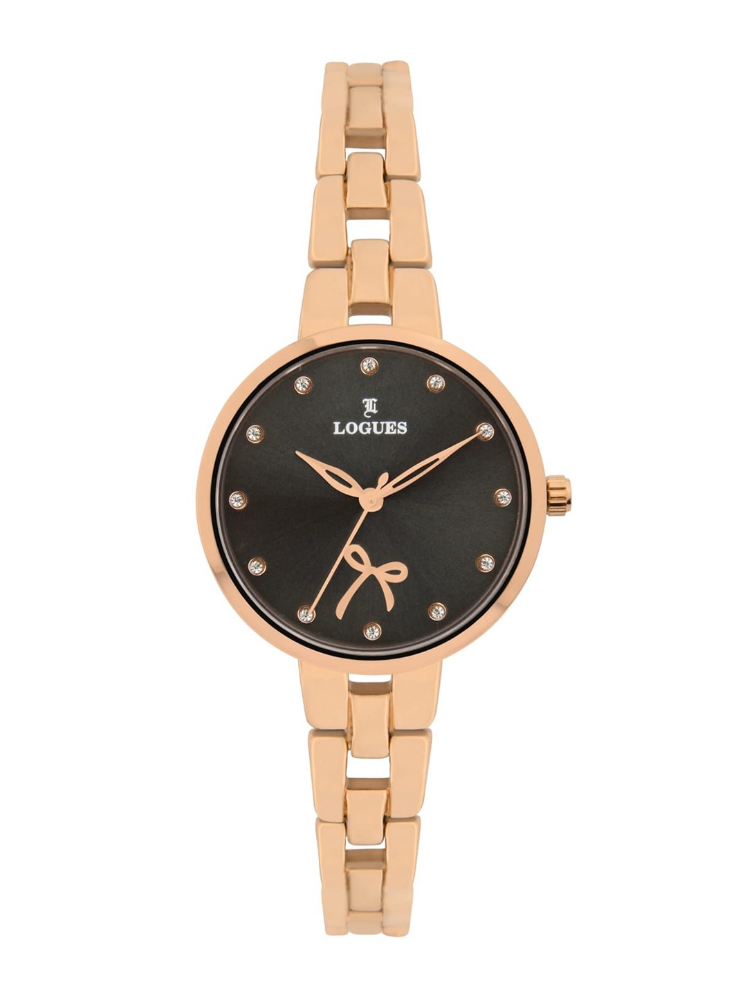 

L LOGUES Women Brass Dial & Bracelet Style Straps Analogue Watch L E-799 WM-27, Rose gold