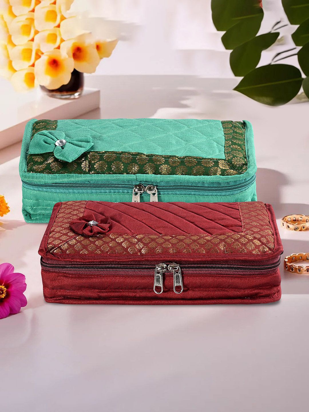 

Kuber Industries Maroon & Green 2 Pieces Jewellery Organisers