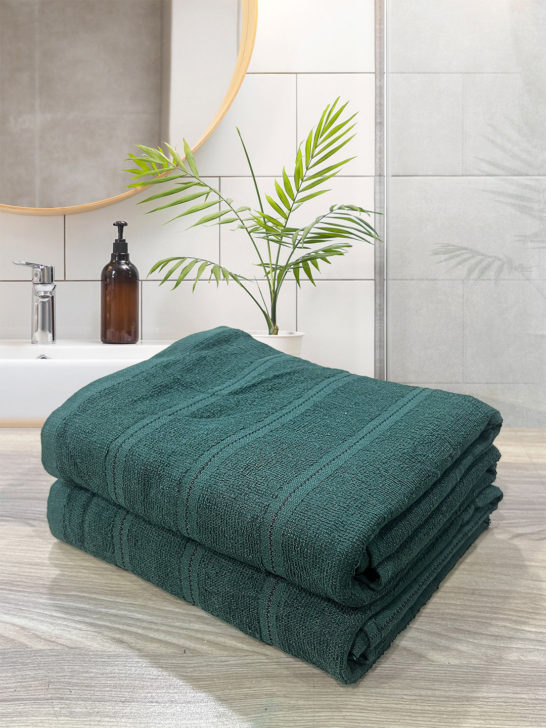 

LABHAM Green 2 Pieces Pure Cotton 300 GSM Bath Towel