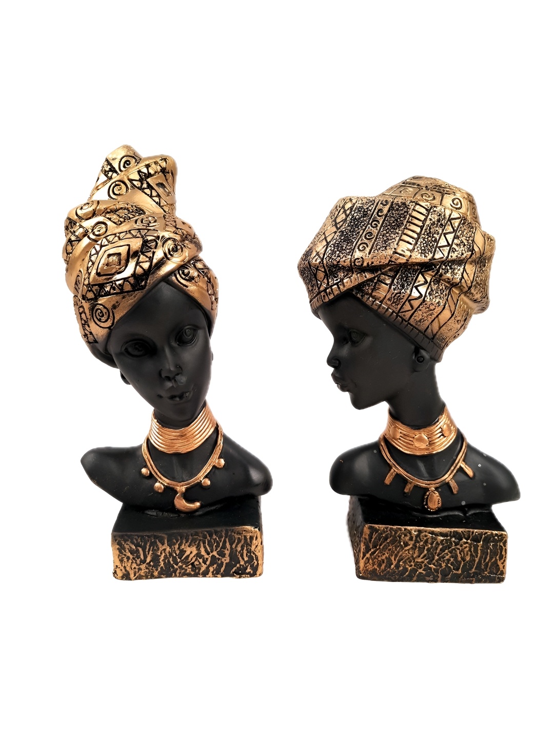 

apka mart Black & Gold-Toned 2 Pieces Figurine Small Other Showpieces