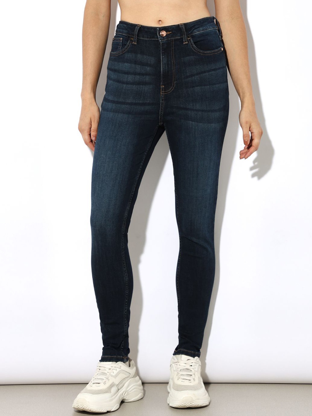 

ONLY Women Skinny Fit High-Rise Light Fade Stretchable Jeans, Blue