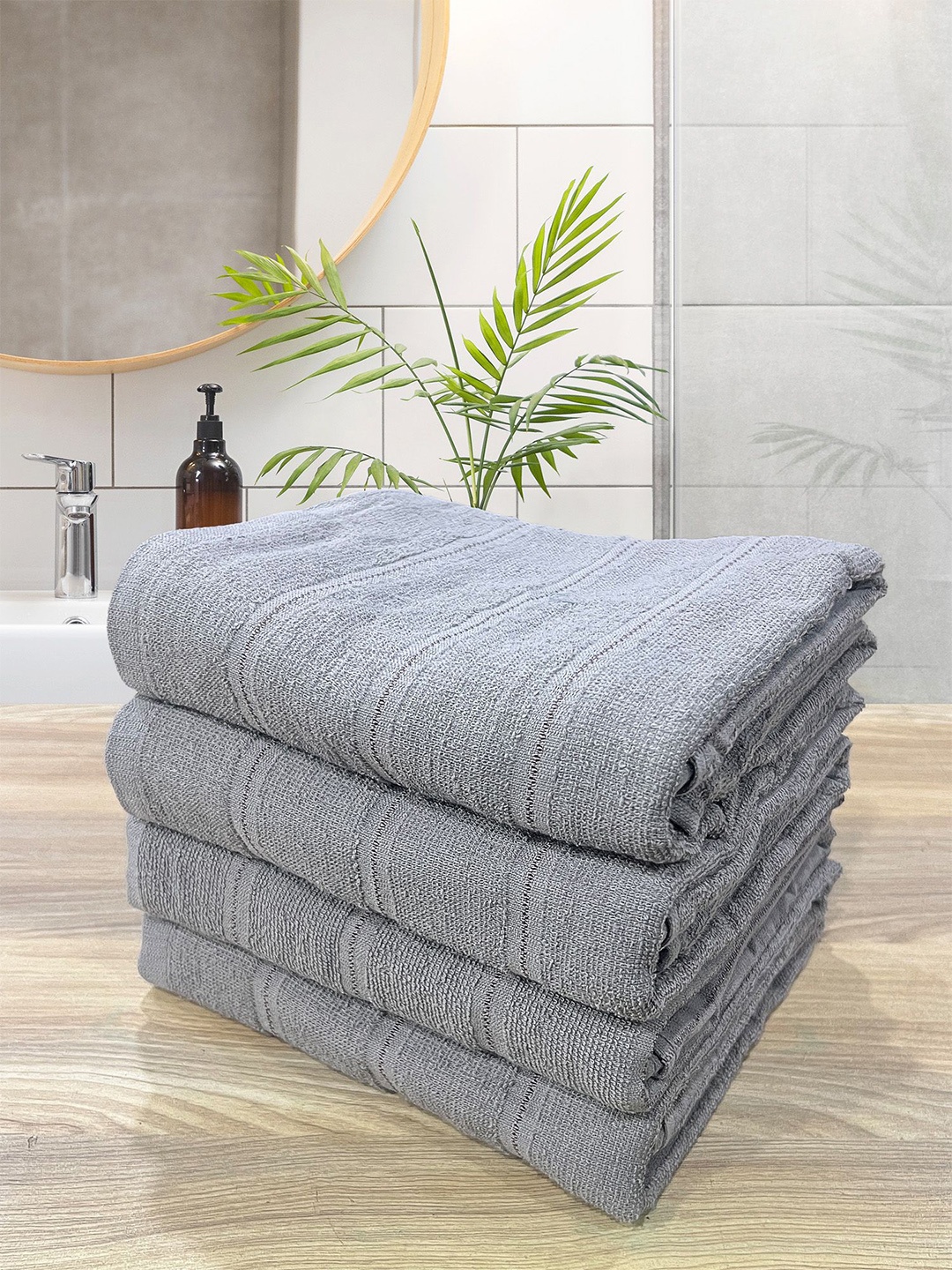 

LABHAM Grey 4 Pieces Pure Cotton 300 GSM Bath Towel