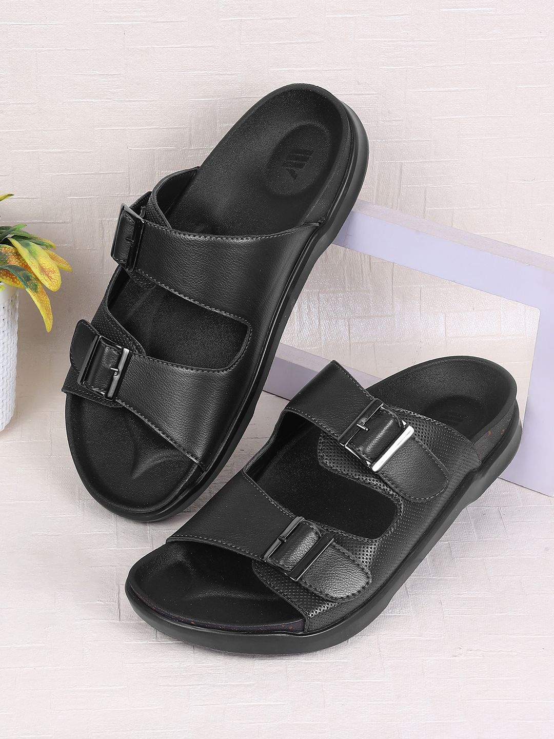 

WALKWAY by Metro Men Synthetic Comfort Sandals, Black