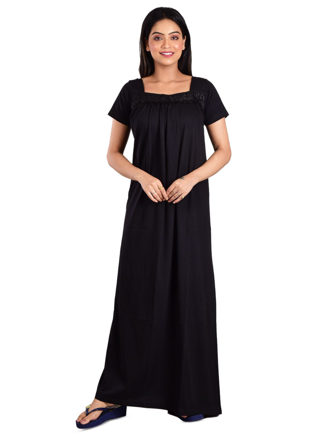

DUI KONNA Maxi Short Sleeves Nightdress, Black