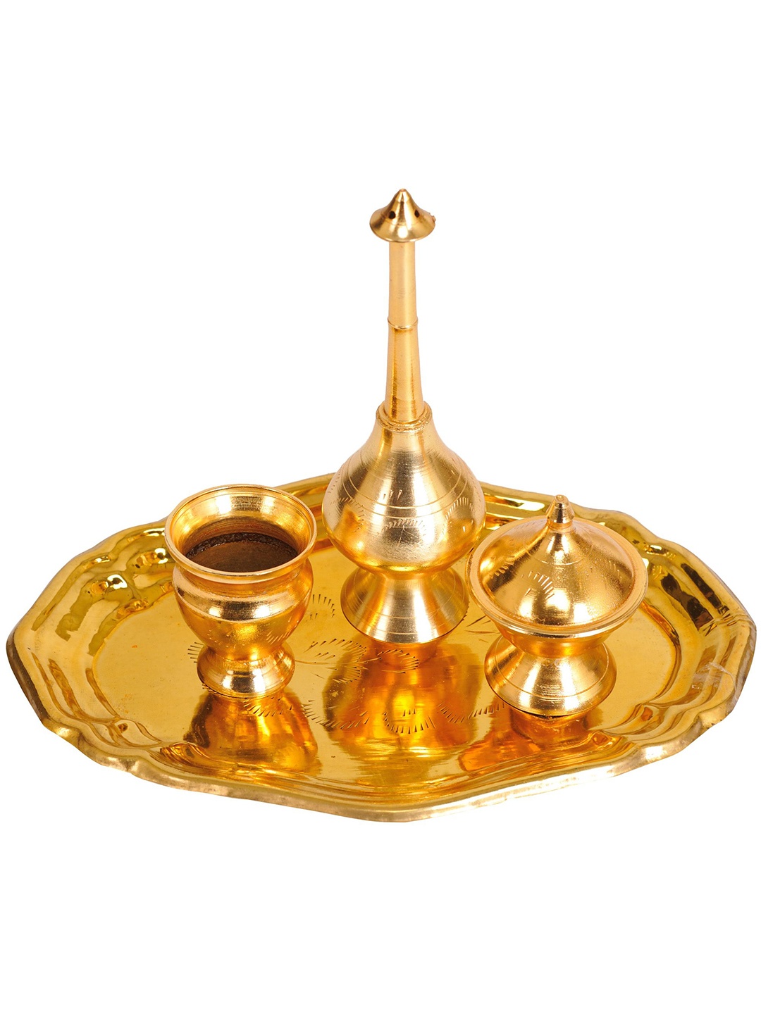 

Exotic India 5" Brass Puja Thali, Gold