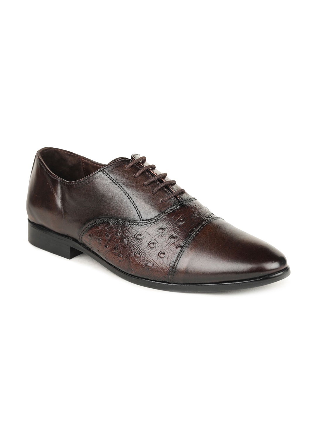 

BRITMEN Men Textured Leather Derbys, Brown