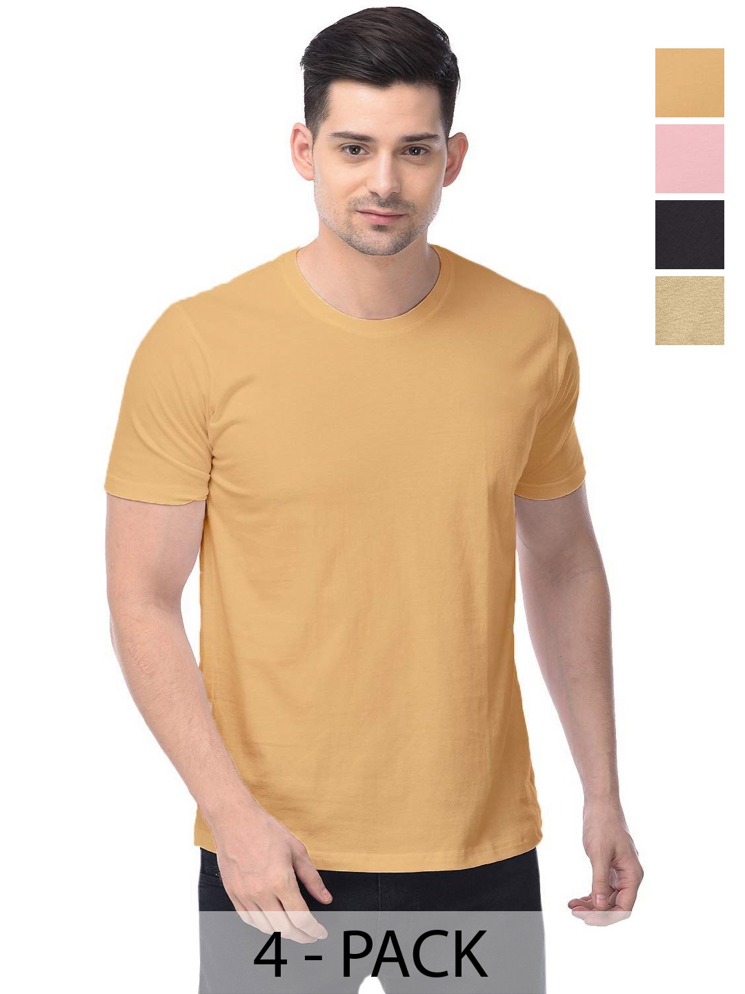 

COLOR CAPITAL Unisex Pack Of 4 Cotton T-Shirts, Na