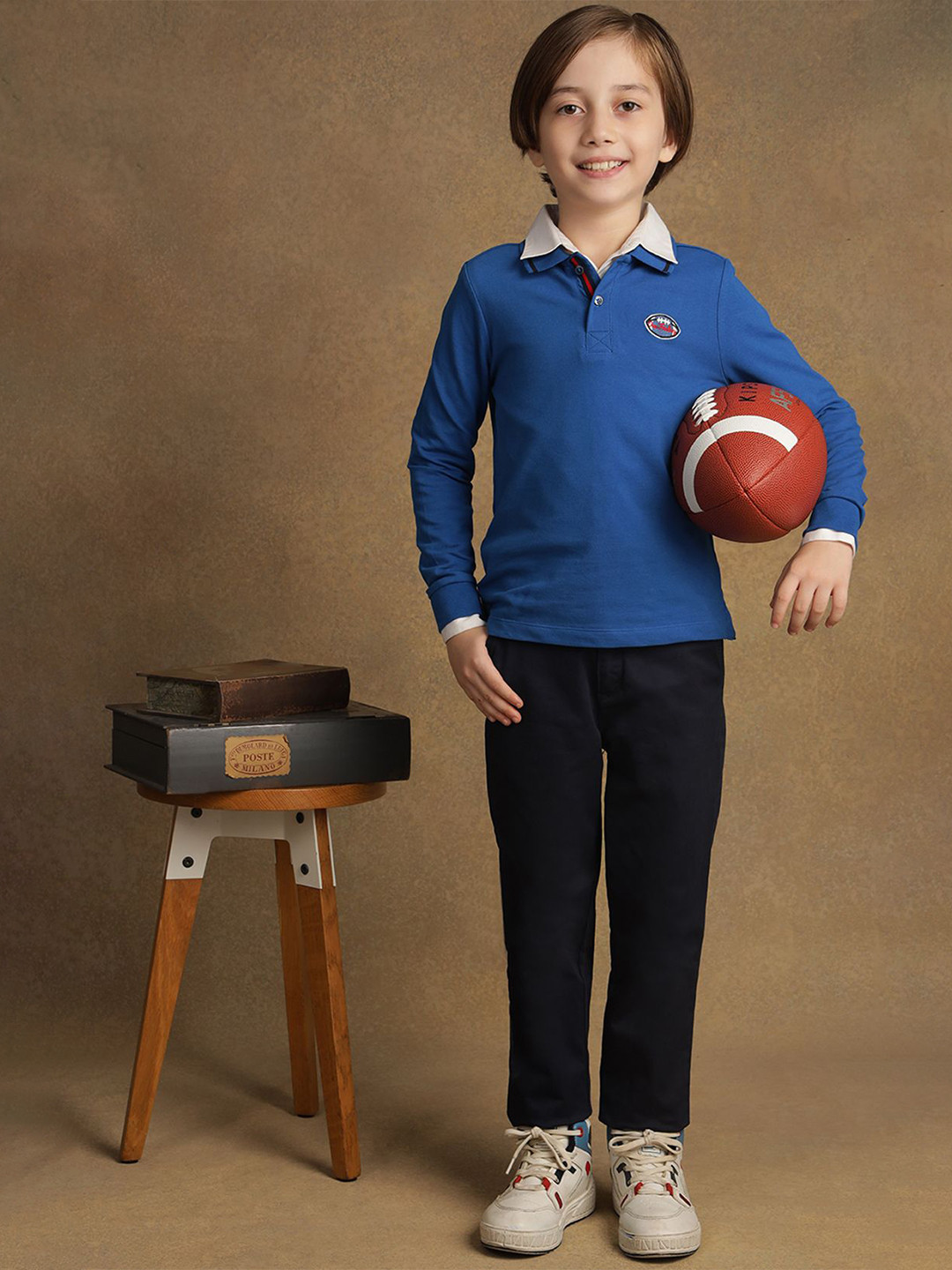 

One Friday Boys Solid Polo Collar Cotton T-Shirt, Navy blue