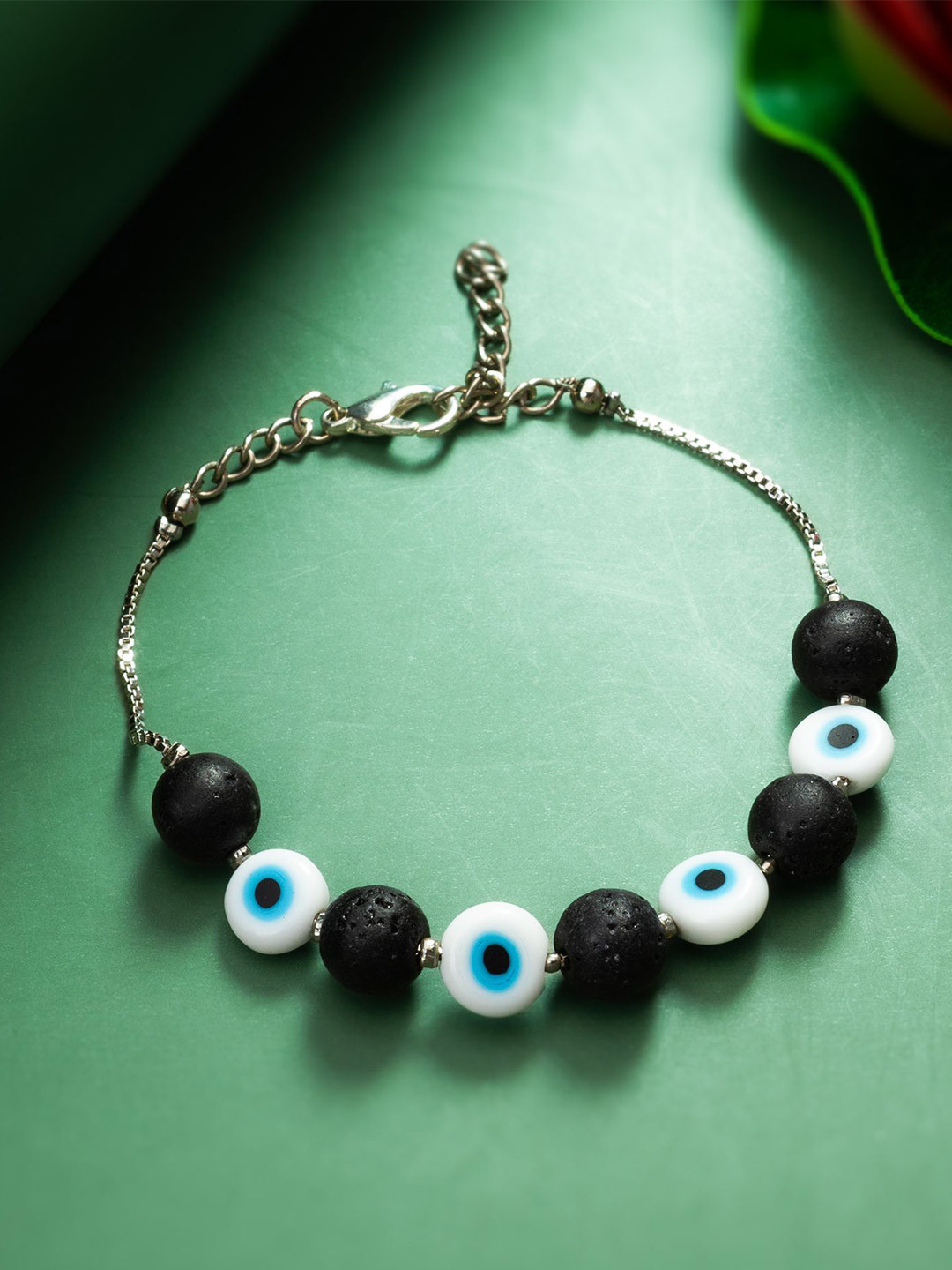 

aadita Silver Beaded Evil Eye Wraparound Bracelet