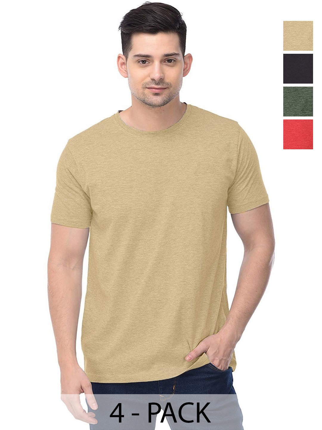 

COLOR CAPITAL Unisex Pack Of 4 Cotton T-Shirts, Na