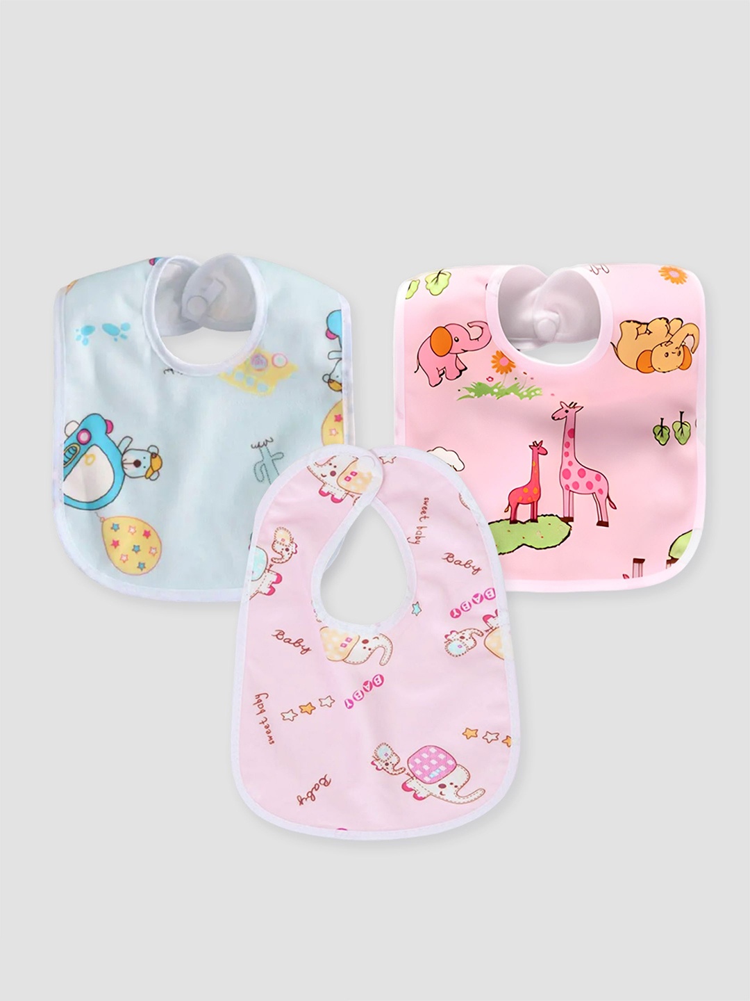 

Kidbea Infants Pack Of 3 Printed Waterproof Bibs Set, Blue
