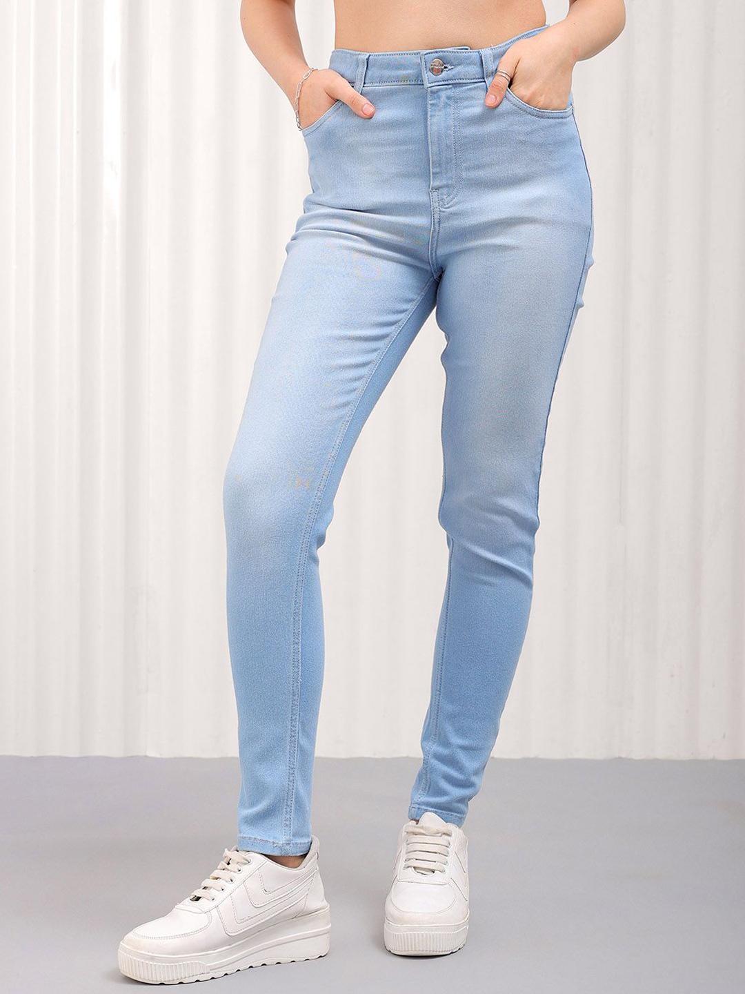 

Freehand by The Indian Garage Co Women Skinny Fit High-Rise Stretchable Jeans, Blue