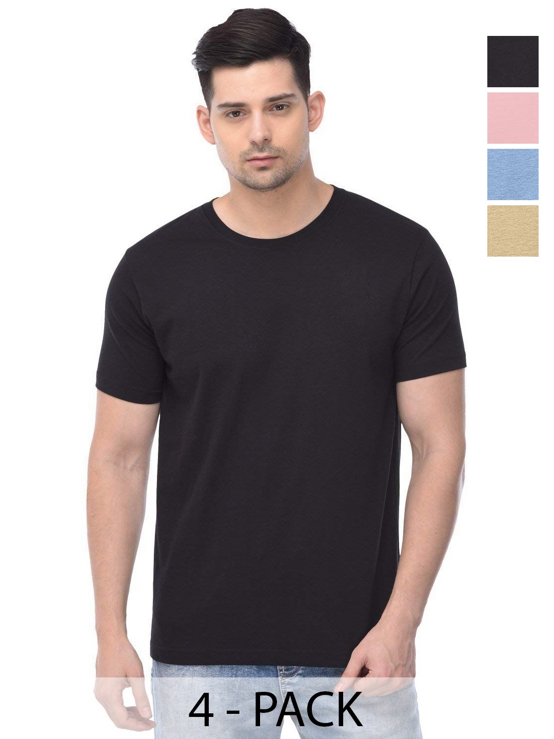 

COLOR CAPITAL Unisex Pack Of 4 Cotton T-Shirts, Na