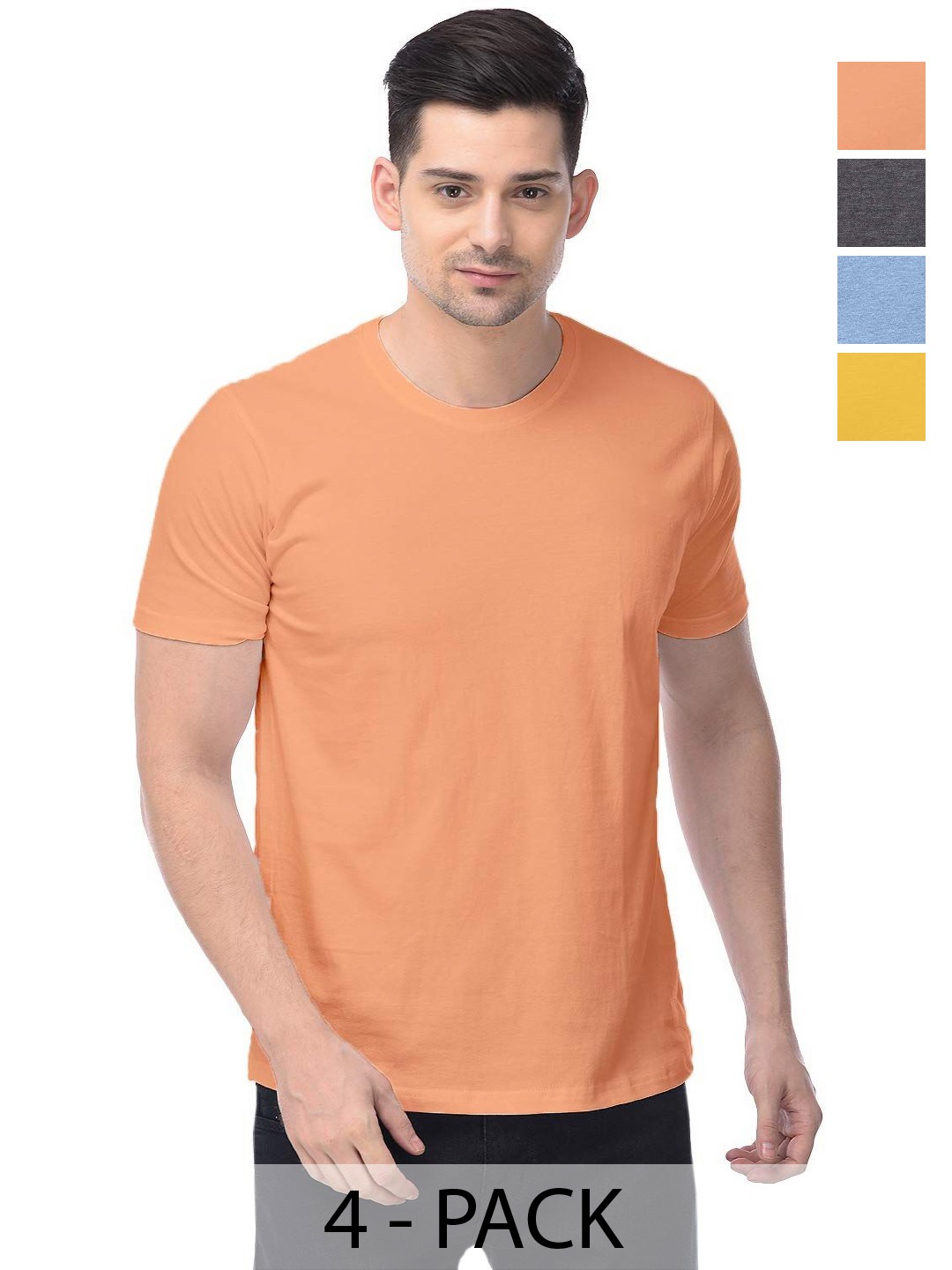 

COLOR CAPITAL Unisex Solid Round Neck Cotton T-Shirts, Yellow