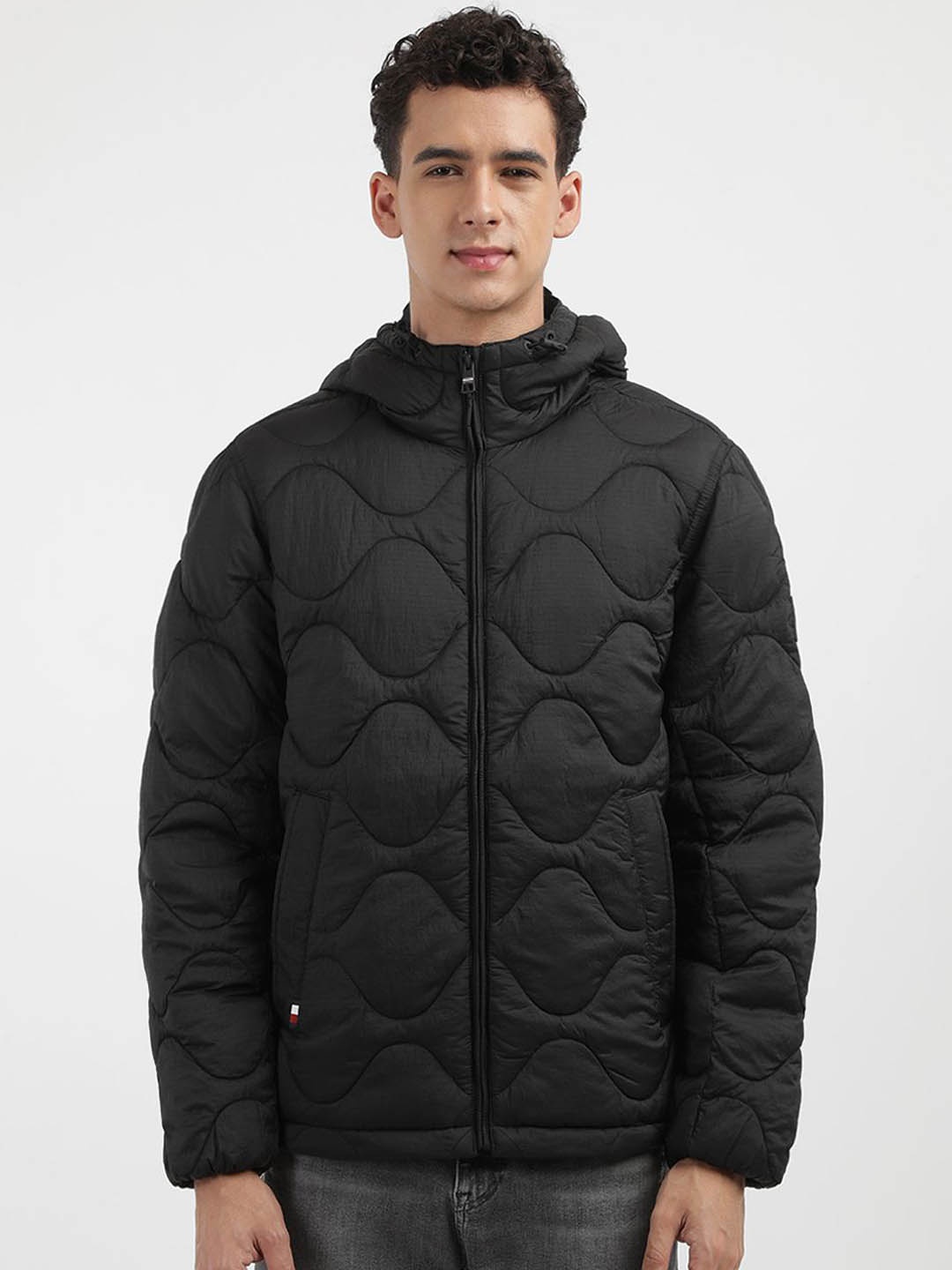 

Tommy Hilfiger Men Solid Hooded Windcheater Quilted Jacket, Black