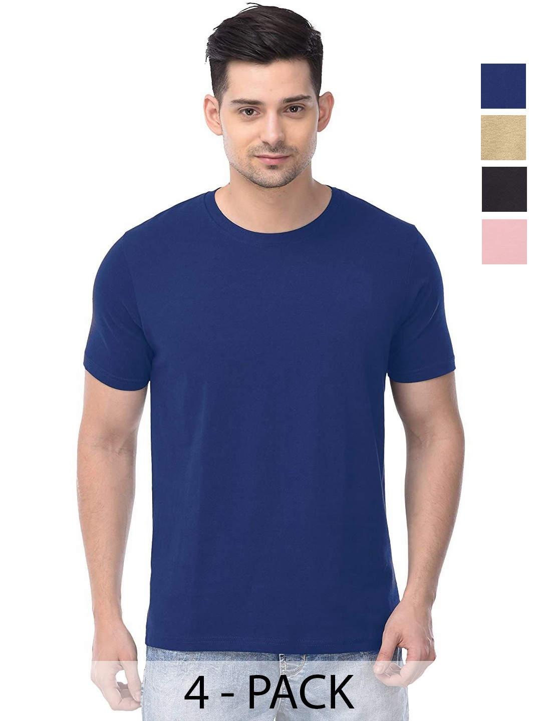 

COLOR CAPITAL Unisex Solid Round Neck Cotton T-Shirts, Na
