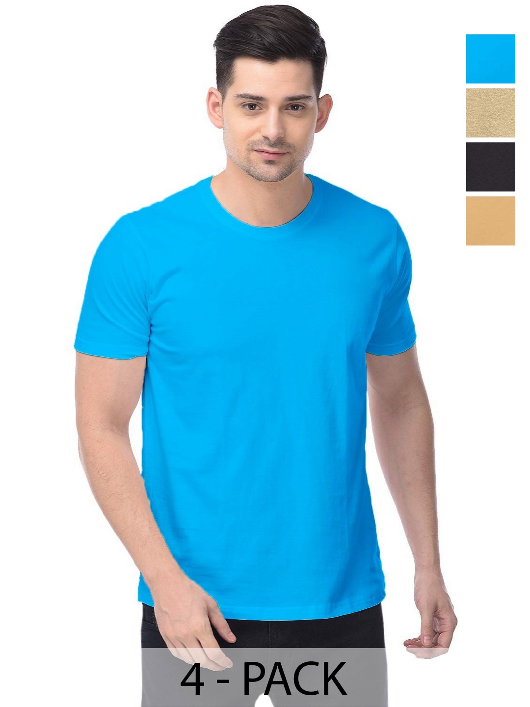 

COLOR CAPITAL Unisex Pack Of 4 Cotton T-Shirts, Na