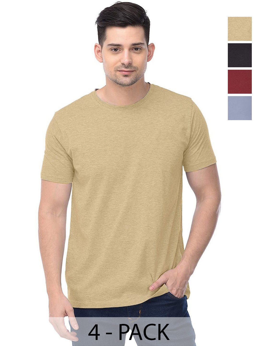 

COLOR CAPITAL Unisex Pack Of 4 Cotton T-Shirts, Na