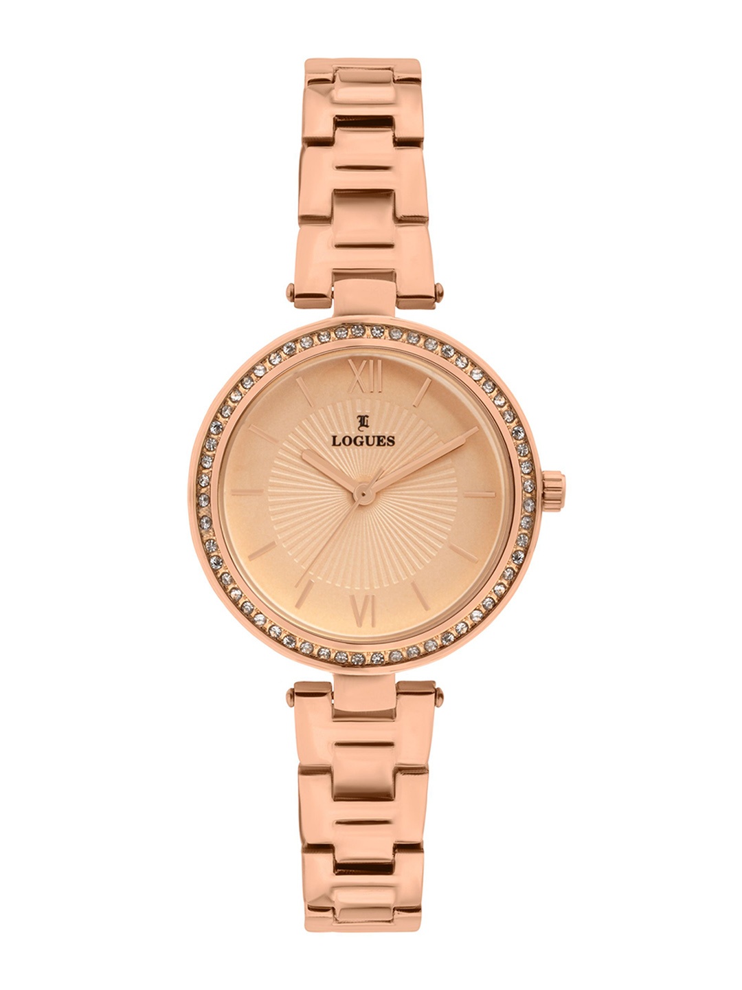 

L LOGUES Women Brass Dial & Bracelet Style Straps Analogue Watch L 6178 WM-06, Rose gold