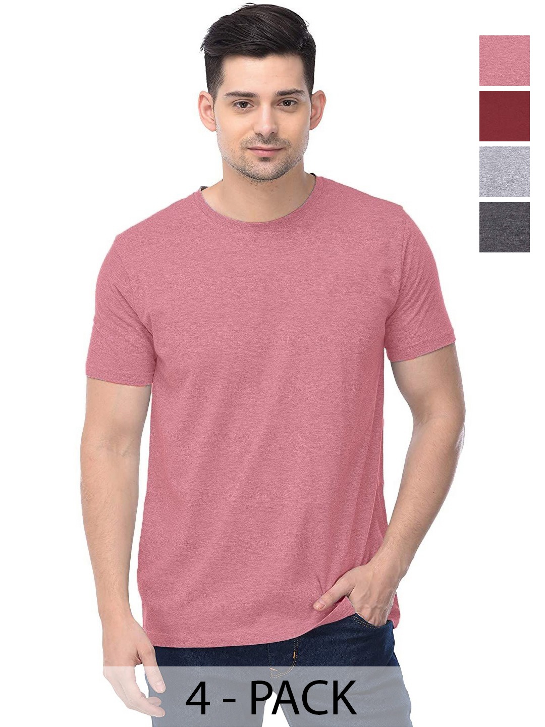 

COLOR CAPITAL Unisex Solid Round Neck Cotton T-Shirts, Peach