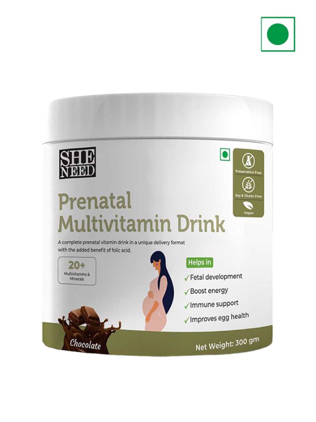 

SHENEED Prenatal Boost Energy Multivitamin Drink- 300g- Chocolate, White