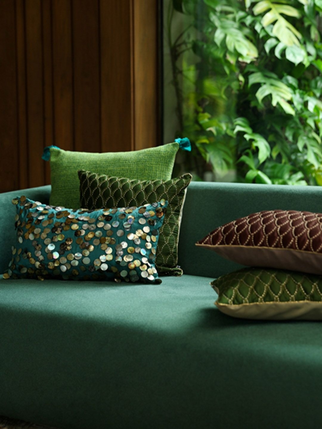 

ONSETHOMES raunak Green Square Cushion Cover